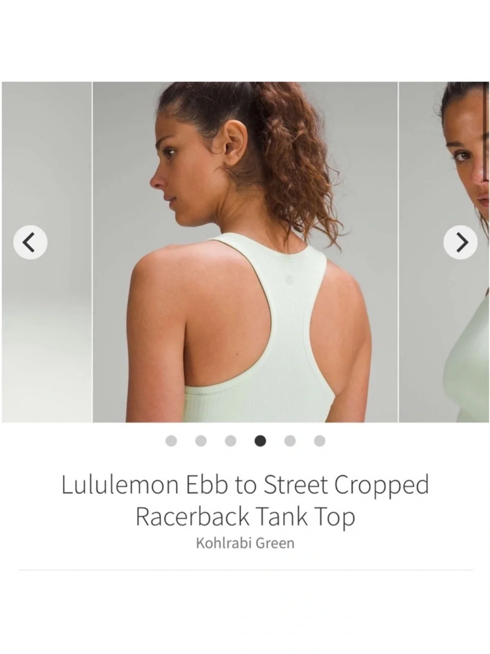 Lululemon Ebb To Street Cropped Racerback Tank Top Kohlrabi Green Sz 6